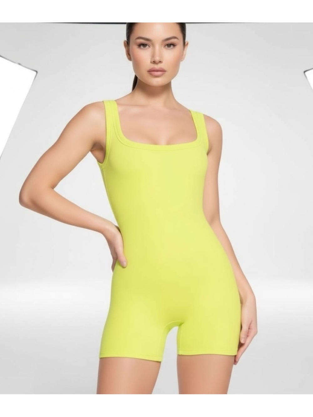 SKIMS Cotton Rib Onesie Daffodil Yellow Green Size Large NWT